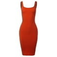 thumbnail image 1 of A2Y Women's Ribbed Square Neck Sleeveless Midi Bodycon Dress Bright Rust M, 1 of 5