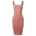thumbnail image 1 of A2Y Women's Ribbed Square Neck Sleeveless Midi Bodycon Dress Mauve L, 1 of 5
