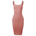 thumbnail image 1 of A2Y Women's Ribbed Square Neck Sleeveless Midi Bodycon Dress Mauve S, 1 of 5