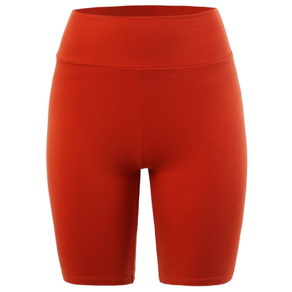 A2Y Women's Running Exercise High Waisted Bike Cotton shorts Bright Rust L