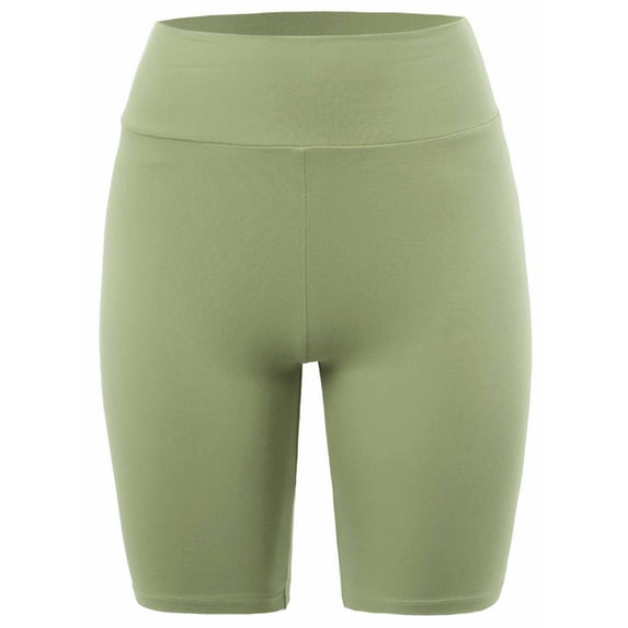 A2Y Women's Running Exercise High Waisted Bike Cotton shorts Light Sage 1XL