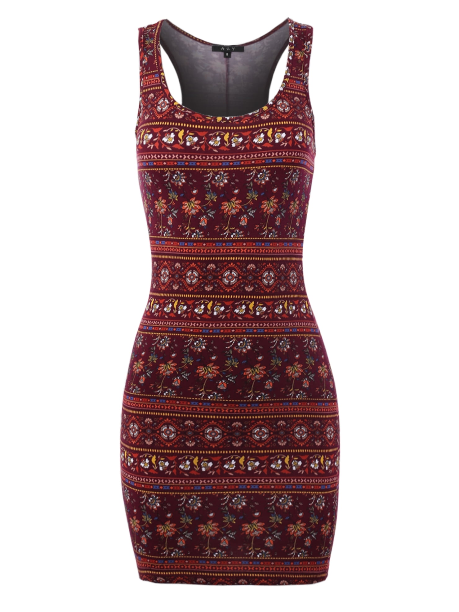 A2Y Women's Scoop Neck Racerback Sleeveless Bodycon Dress Print Burgundy M - Walmart.com A2Y Women's Scoop Neck Racerback Sleeveless Bodycon Dress Print Burgundy M - Walmart.com