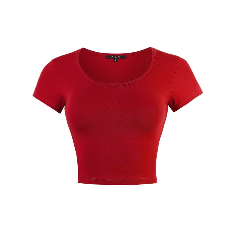 Women's Scoop Neck Short Sleeve Basic Crop Top