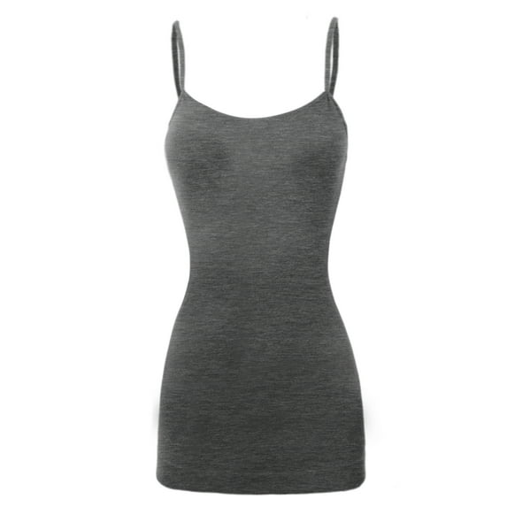 A2Y Women's Seamless Adjustable Basic Strap Camisole Charcoal SM