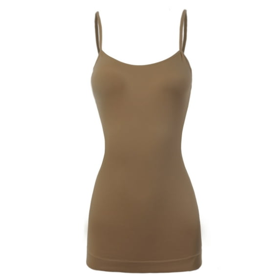 A2Y Women's Seamless Adjustable Basic Strap Camisole Mocha LXL
