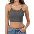 thumbnail image 1 of A2Y Women's Seamless Ribbed Nylon Double Strap Brami Tops Ash Grey SM, 1 of 3