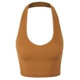 thumbnail image 1 of A2Y Women's Seamless Ribbed Nylon Halter Tank Tops Almond LXL, 1 of 3