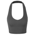 thumbnail image 1 of A2Y Women's Seamless Ribbed Nylon Halter Tank Tops Ash Grey LXL, 1 of 3