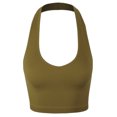 thumbnail image 1 of A2Y Women's Seamless Ribbed Nylon Halter Tank Tops Dusty Olive LXL, 1 of 3