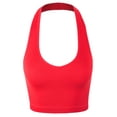 thumbnail image 1 of A2Y Women's Seamless Ribbed Nylon Halter Tank Tops Ruby SM, 1 of 3