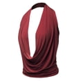 thumbnail image 1 of A2Y Women's Sexy Drape Front Deep V-Neck Cowl Neckline Halter Backless Party Club Top Burgundy S, 1 of 6