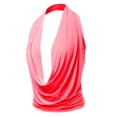 thumbnail image 1 of A2Y Women's Sexy Drape Front Deep V-Neck Cowl Neckline Halter Backless Party Club Top Neon Fuchsia 2XL, 1 of 6