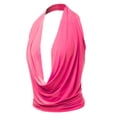 thumbnail image 1 of A2Y Women's Sexy Drape Front Deep V-Neck Cowl Neckline Halter Backless Party Club Top Neon Pink M, 1 of 6