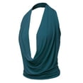 thumbnail image 1 of A2Y Women's Sexy Drape Front Deep V-Neck Cowl Neckline Halter Backless Party Club Top Teal 3XL, 1 of 6