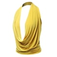 thumbnail image 1 of A2Y Women's Sexy Drape Front Deep V-Neck Cowl Neckline Halter Backless Party Club Top Yellow S, 1 of 6