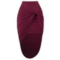 thumbnail image 1 of A2Y Women's Sexy High Waist Draped Wrap Hi Low Pencil Skirt Burgundy S, 1 of 3