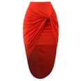 thumbnail image 1 of A2Y Women's Sexy High Waist Draped Wrap Hi Low Pencil Skirt Orange S, 1 of 3