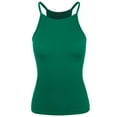 thumbnail image 1 of A2Y Women's Sexy Ribbed High Square Halter Neck Racerback Cami Top Deep Kelly Green 1XL, 1 of 3