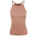 thumbnail image 1 of A2Y Women's Sexy Ribbed High Square Halter Neck Racerback Cami Top Mauve M, 1 of 3