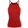 thumbnail image 1 of A2Y Women's Sexy Ribbed High Square Halter Neck Racerback Cami Top Poppy S, 1 of 3