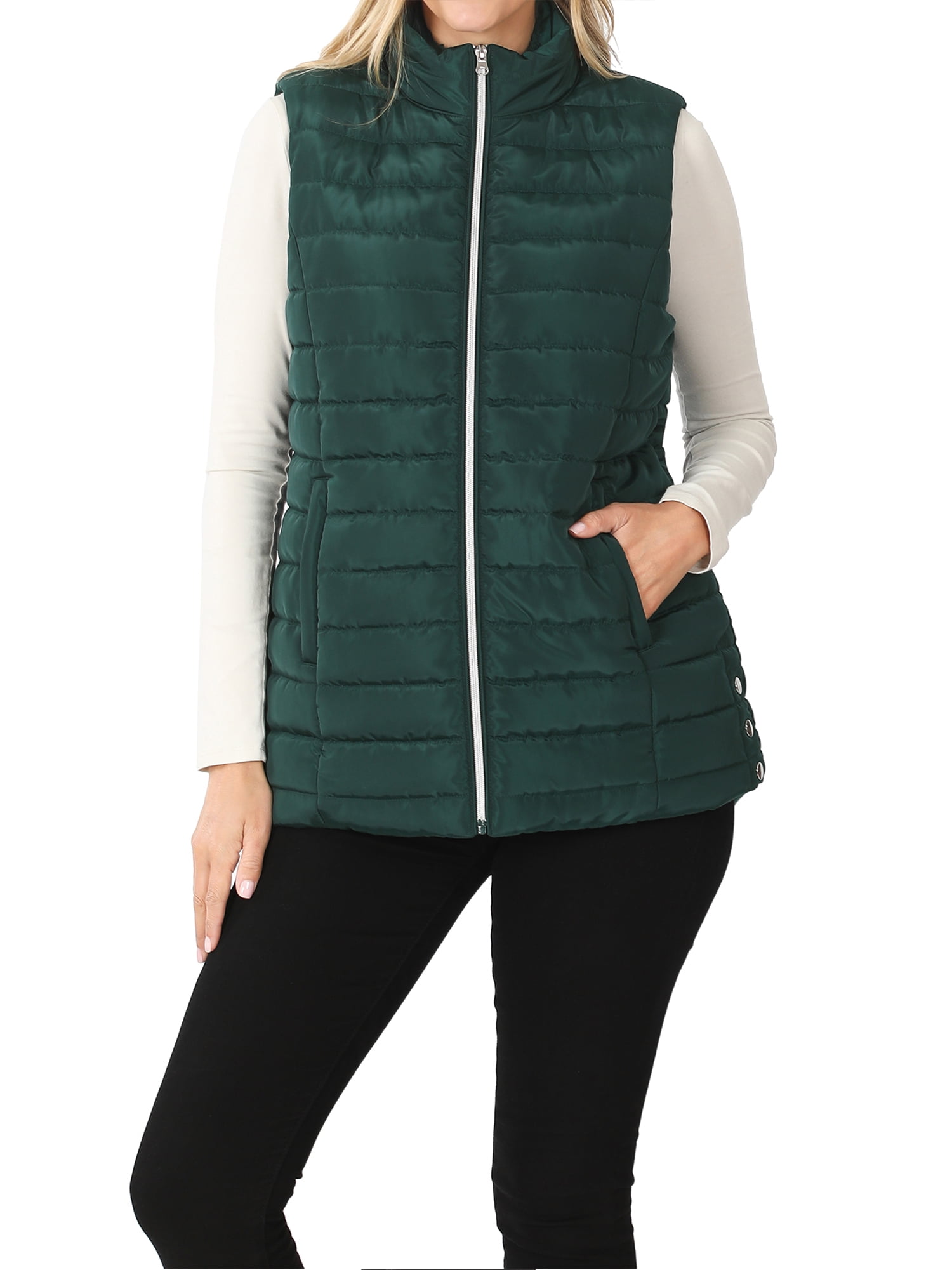 Scoop Women's Faux Suede Zip Vest with Faux Shearling Lining