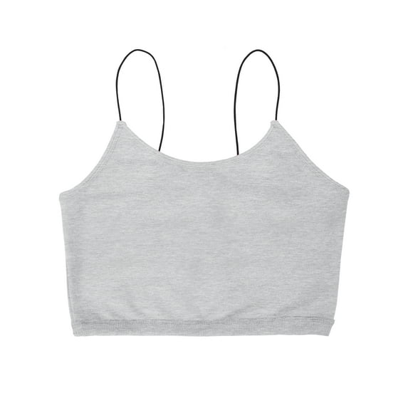 A2Y Women's Skinny Strap Sexy Camisole Tank Crop Tops Heather Grey M