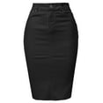 thumbnail image 1 of A2Y Women's Slim Fit Rayon Knee Length Back Slit Denim Jean Pencil Skirt Black S, 1 of 3