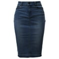 thumbnail image 1 of A2Y Women's Slim Fit Rayon Knee Length Back Slit Denim Jean Pencil Skirt Dark Navy 4XL, 1 of 3