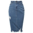 thumbnail image 1 of A2Y Women's Slim Fit Rayon Knee Length Unhem Back Slit Denim Jean Pencil Skirt Light Wash 2XL, 1 of 4