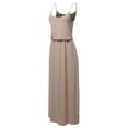 thumbnail image 1 of A2Y Women's Solid Adjustable Strap Top Double Layer Maxi Dress Ash Mocha XL, 1 of 3
