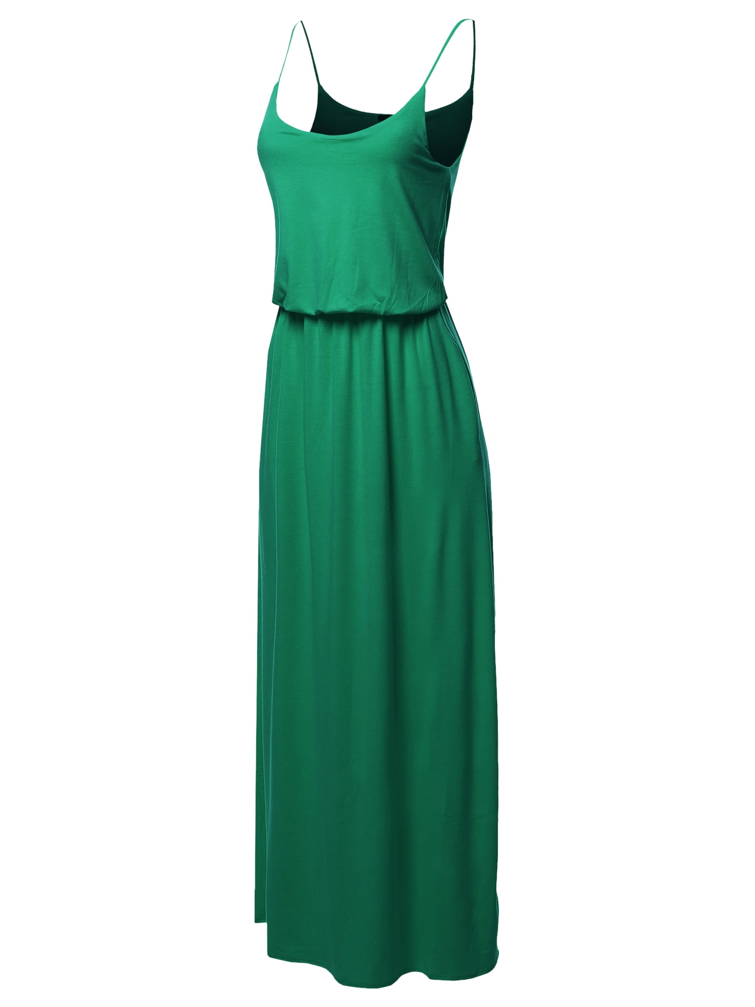 A2Y Women's Solid Adjustable Strap Top Double Layer Maxi Dress Kelly Green  3XL - Walmart.com