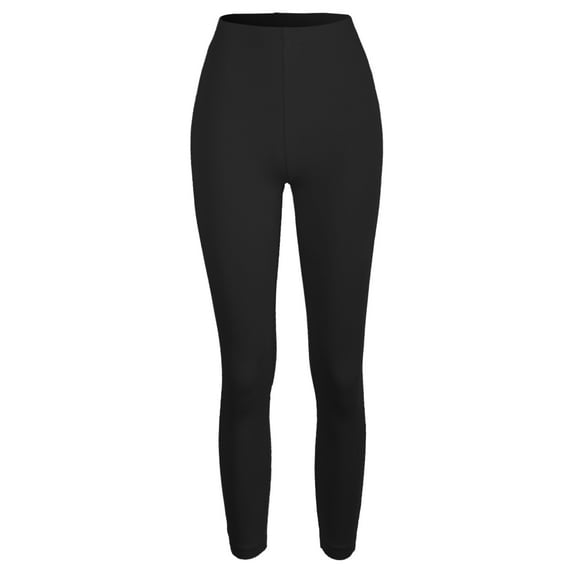 A2Y Women's Solid Basic Premium Cotton Capri Leggings Black 2XL