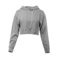 thumbnail image 1 of A2Y Women's Solid Cropped Cut Off Hooded Pullover Sweatshirt Heather Grey XL, 1 of 5