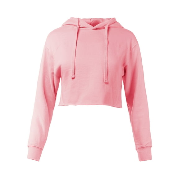 A2Y Women's Solid Cropped Cut Off Hooded Pullover Sweatshirt Heather Pink XL