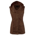 thumbnail image 1 of A2Y Women's Solid Drawstring Waist Military Hoodie Utility Vest Americano L, 1 of 6