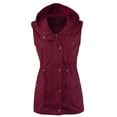 thumbnail image 1 of A2Y Women's Solid Drawstring Waist Military Hoodie Utility Vest Dark Burgundy 1XL, 1 of 6