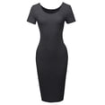 thumbnail image 1 of A2Y Women's Solid Fitted Classic Short Sleeve Premium Cotton Midi Dress Charcoal S, 1 of 5