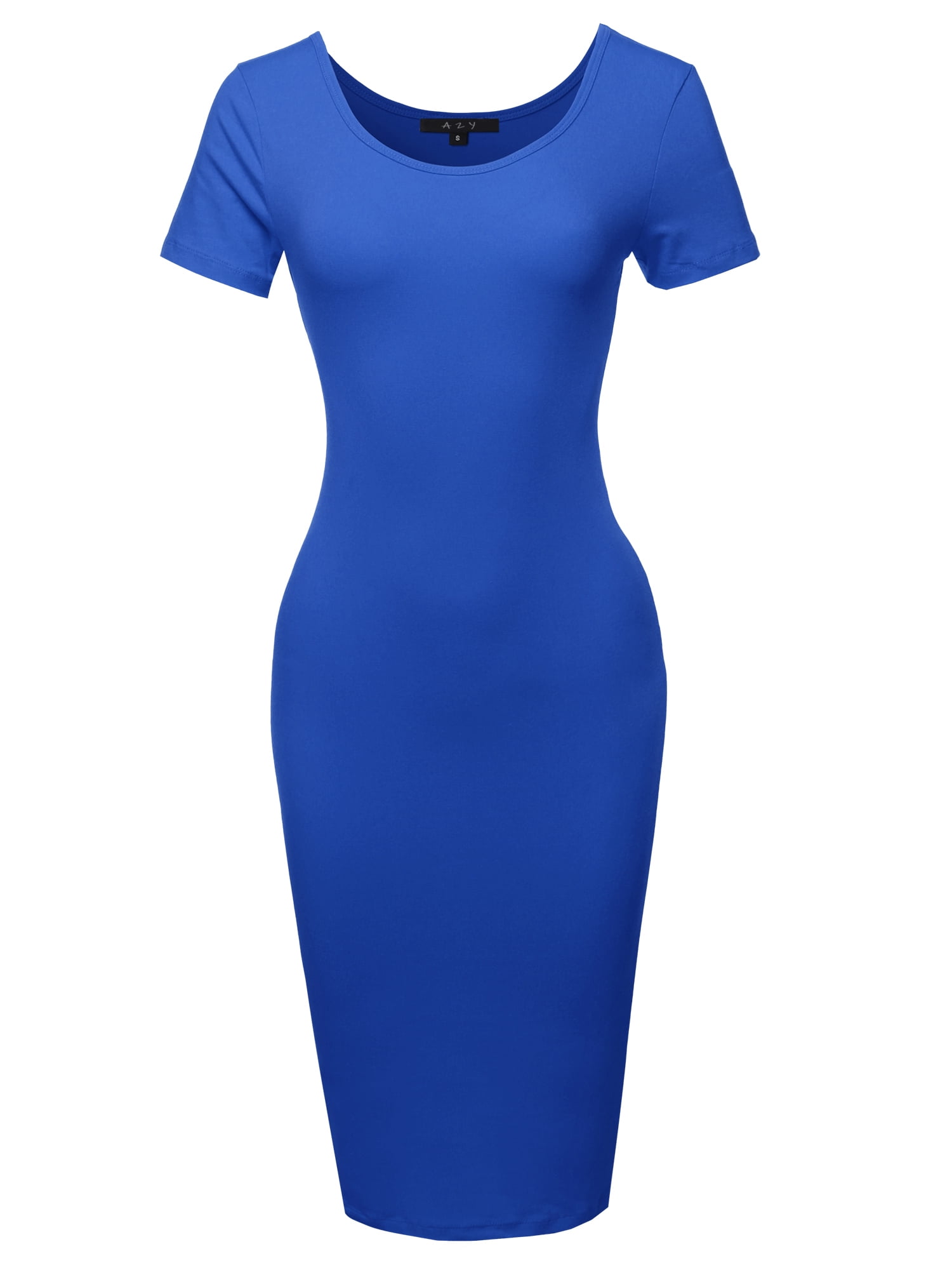 A2Y Women's Solid Fitted Classic Short Sleeve Premium Cotton Midi Dress Sapphire M - Walmart.com A2Y Women's Solid Fitted Classic Short Sleeve Premium Cotton Midi Dress Sapphire M - Walmart.com