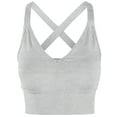 thumbnail image 1 of A2Y Women's Solid French Terry Cotton Back Cross Crop Top Heather Grey L, 1 of 3
