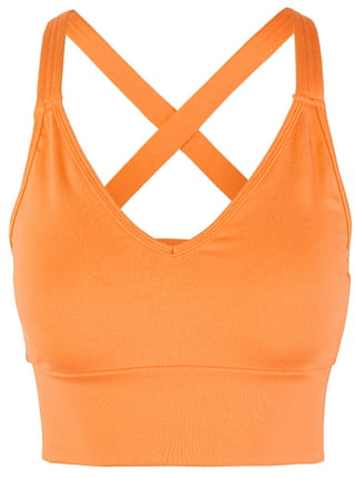 The Girl Club - Checker Elastic Waist Crop Top - Cream / Orange