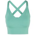 thumbnail image 1 of A2Y Women's Solid French Terry Cotton Back Cross Crop Top Sage S, 1 of 3