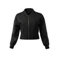 thumbnail image 1 of A2Y Women's Solid Heavy Siro Rayon Brushed Effect Bomber Jacket Black M, 1 of 7