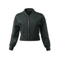 thumbnail image 1 of A2Y Women's Solid Heavy Siro Rayon Brushed Effect Bomber Jacket Charcoal L, 1 of 7