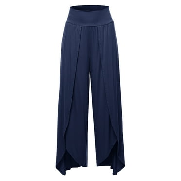 A2Y Women's Solid Modal Wide Leg Tulip Pants Navy M