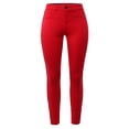 thumbnail image 1 of A2Y Women's Solid Slim Fit High Rise Side Rhinestoned Line 5 Pockets Ponte Pants Red S, 1 of 6