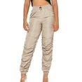 thumbnail image 1 of A2Y Women's Solid Sporty Style Ruched Adjustable Drawstring Jogger Pants Khaki S, 1 of 3