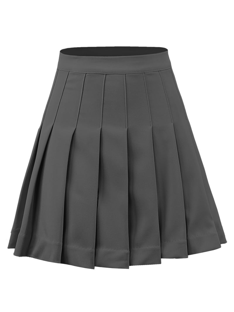 A2Y Women's Solid Zipper Pleated Mini Skirts Grey L - Walmart.com