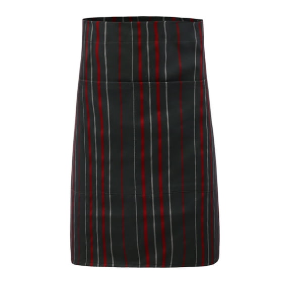 A2Y Women's Unisex Durable Adjustable Strap Front Pockets Short Waist Apron Twill Charcoal Stripes ONESIZE