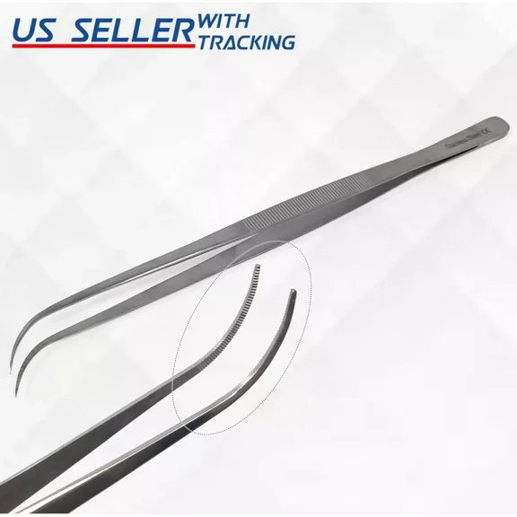 A2Z - 12" Kitchen Tweezers Fine Tweezer Tongs Stainless Steel Food Tweezers Extra-Long Tweezer Cooking Tweezers BBQ Tweezer Tongs Culinary Tweezers Professional Chef Tweezers - 1 Pc