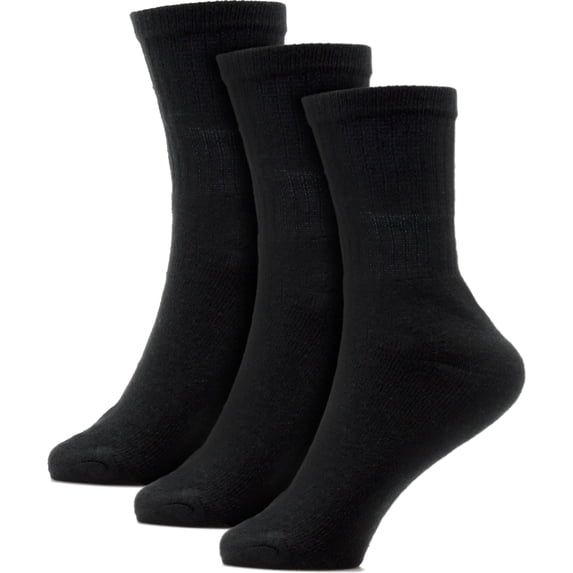 A2Z 4 Kids Boys Girls Premium Plain Crew Sports Socks Pack of 3 Cotton Blend - Socks AZ198 Black 3 Pack 3-6 (9-12)